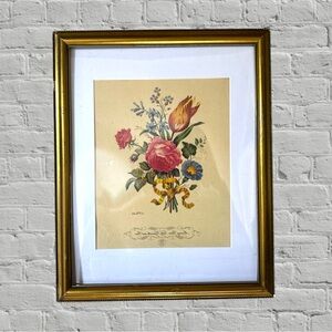 FRAMED VTG L F Roubillac Litho Print No.7 Morning GLORIES Roses 15 x 12